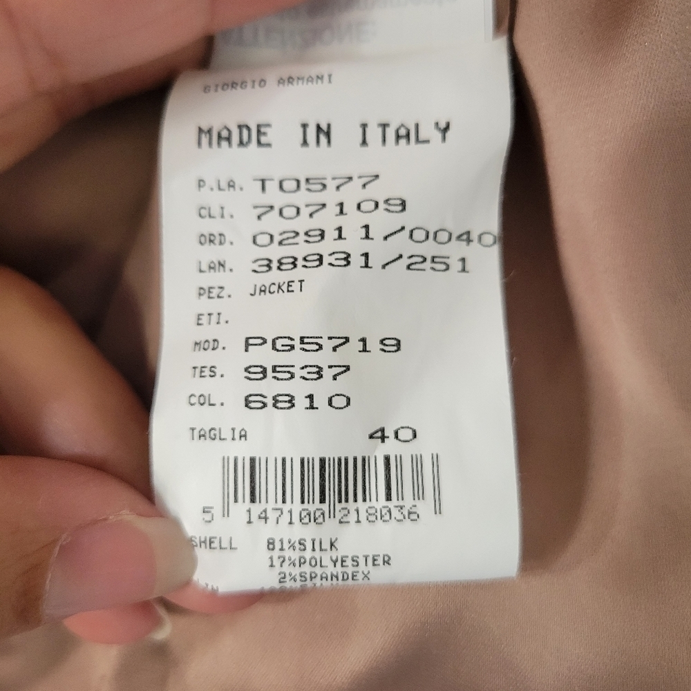 Giorgio Armani Metallic Dusty Pink Short Fashion Leaf Jacket Size 8 - Picture 10 of 11